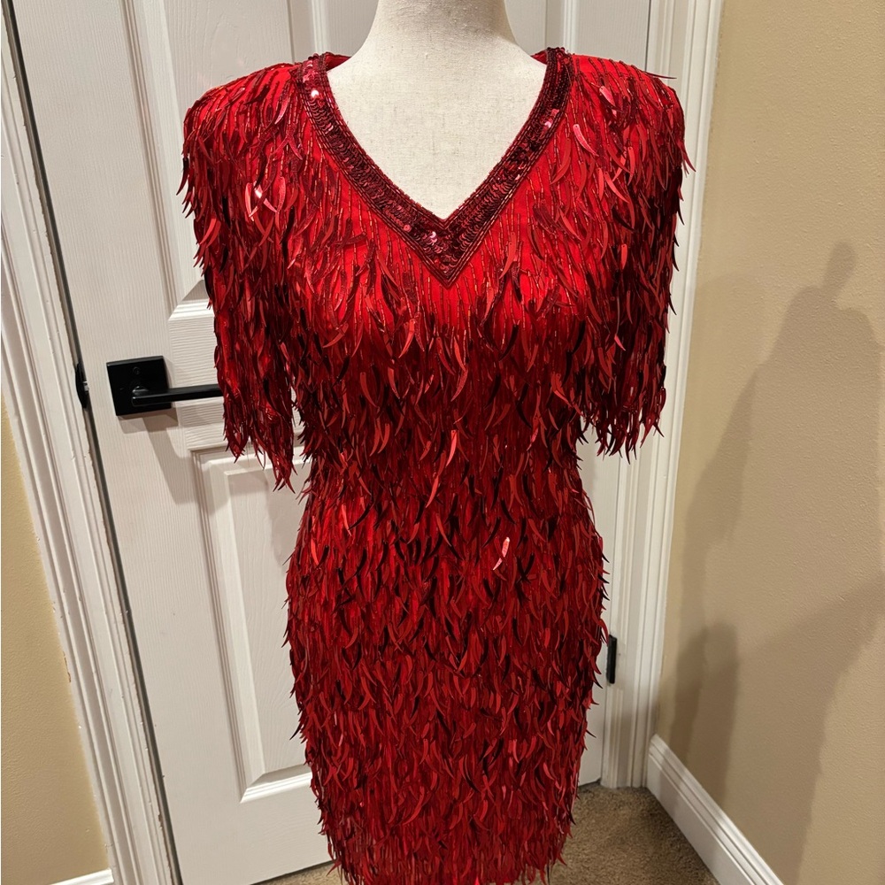 Chic Red Chile Pepper Sequin Dress
